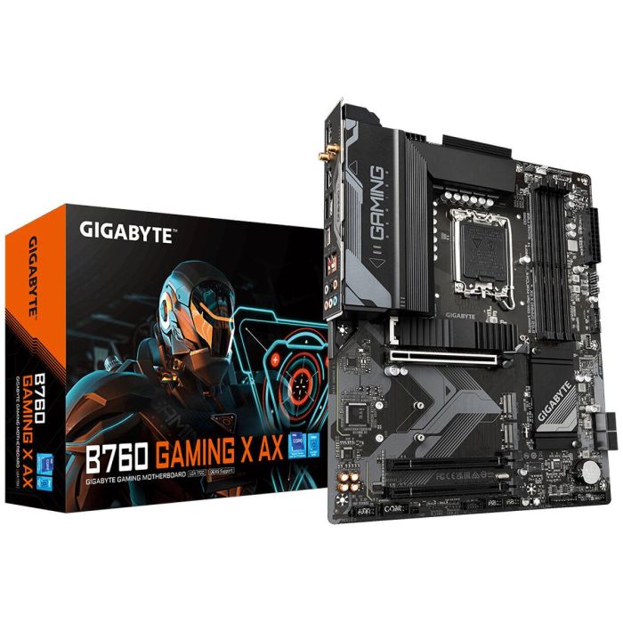 Gigabyte Placa Base B760 GAMING X AX Socket LGA1700 DDR5 ATX Wi-Fi 2.5G LAN Triple M.2 PCIe 4.0 Intel 12ª/13ª Gen 2 Gigabyte Placa Base B760 GAMING X AX Socket LGA1700 DDR5 ATX Wi-Fi 2.5G LAN Triple M.2 PCIe 4.0 Intel 12ª/13ª Gen 2