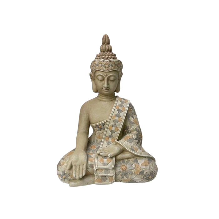 DKD Home Decor Figura Oriental Natural Naranja 24.5 x 46 x 33 cm Magnesia Fibra de Vidrio