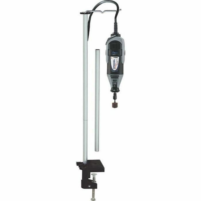 Dremel 2222 Soporte de Vástago para Herramienta Multiusos y Eje Flexible, Fijación a Banco hasta 42mm, Altura Ajustable 300-1070mm