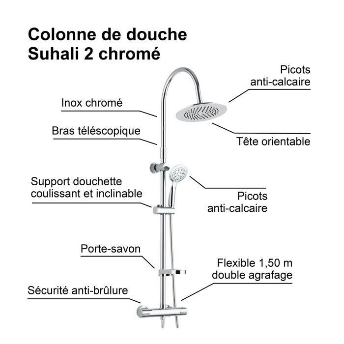 ROUSSEAU Columna de ducha con válvula mezcladora termostática Suhali 2 2 ROUSSEAU Columna de ducha con válvula mezcladora termostática Suhali 2 2