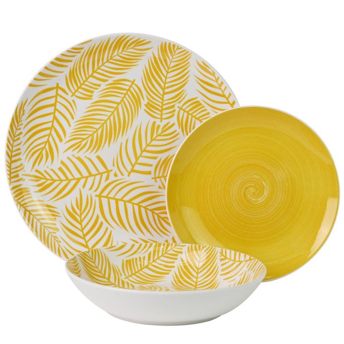 Vajilla Alexandra House Living Amarillo Porcelana 27 x 1 x 27 cm