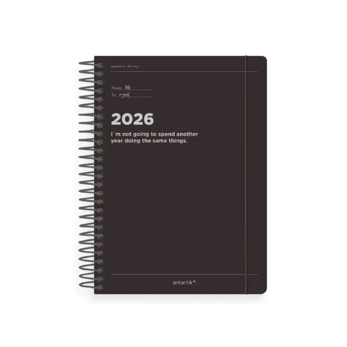 Antartik Agenda Espiral Manifest A5+ 2026 Día Página Negro Papel 80g FSC 1