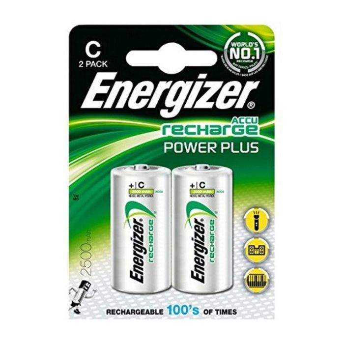 Energizer ENE300321800 Pila Recargable Power Plus 2500 mAh HR14 / C Blister 2 Unidades. Fabricada con 4% material reciclado. Larga duración. 5 Energizer ENE300321800 Pila Recargable Power Plus 2500 mAh HR14 / C Blister 2 Unidades. Fabricada con 4% material reciclado. Larga duración. 5