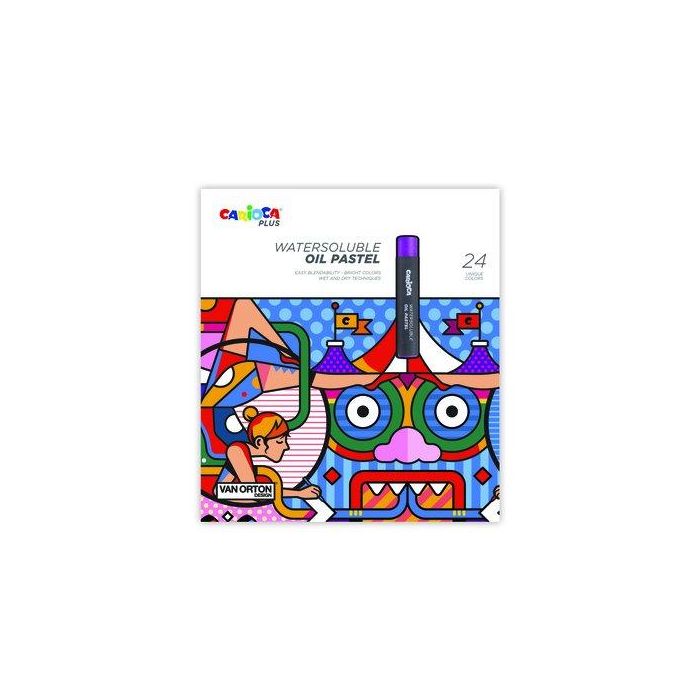 Carioca Lápices Pastel al Óleo, Caja de 24 Unidades, Colores Surtidos, Estuche de Cartón
