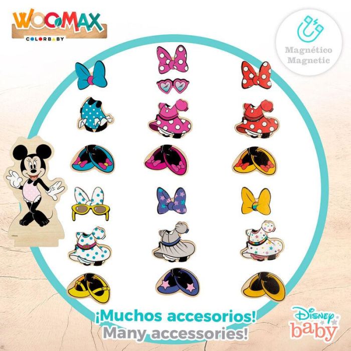 WOOMAX Juego Magnético de Madera Vestidos Minnie Disney 3