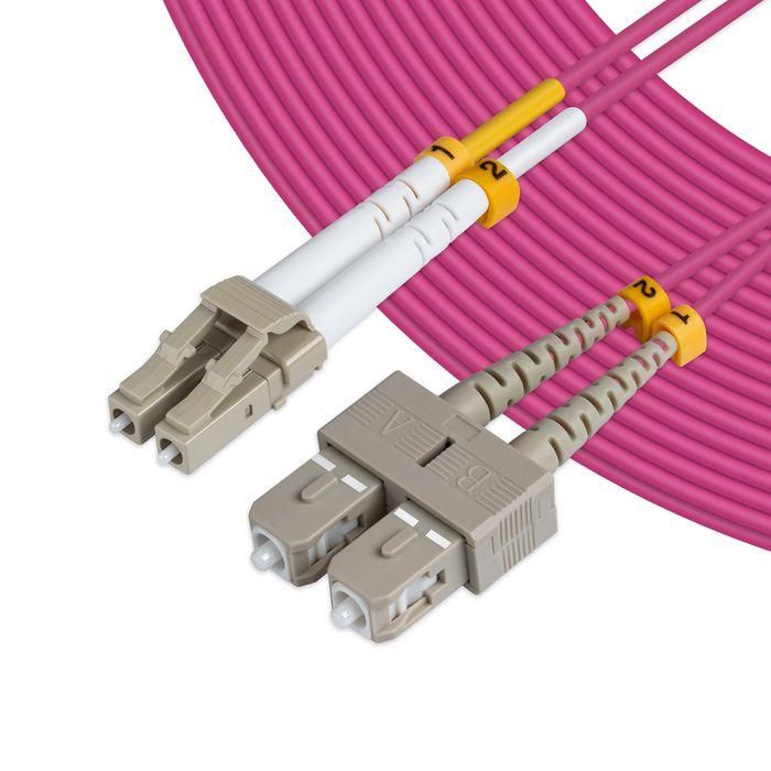 MicroConnect Optical Fibre Cable, LC-SC, Multimode, Duplex, OM4 (Erica Violet), 5m 1 MicroConnect Optical Fibre Cable, LC-SC, Multimode, Duplex, OM4 (Erica Violet), 5m 1