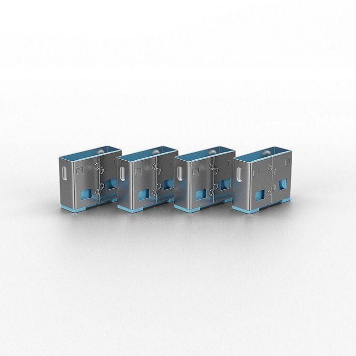 Lindy USB Port Blocker - Pack 4, Colour Code: Blue 1 Lindy USB Port Blocker - Pack 4, Colour Code: Blue 1