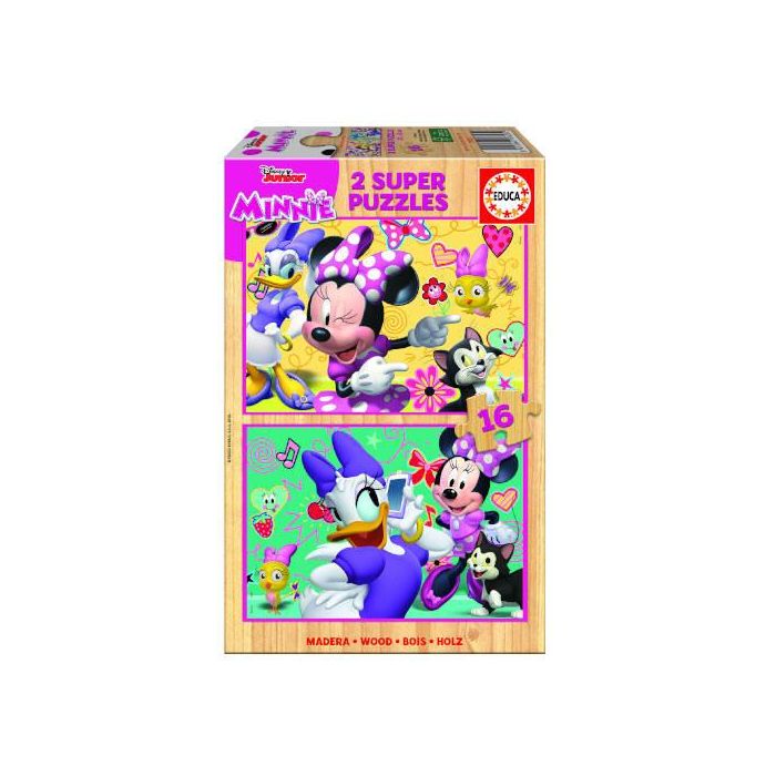 Educa Borrás 17623 Puzzle Minnie Happy Helpers Madera 2x16 Piezas 26x18 cm Multicolor Niña Niño Juego Educativo
