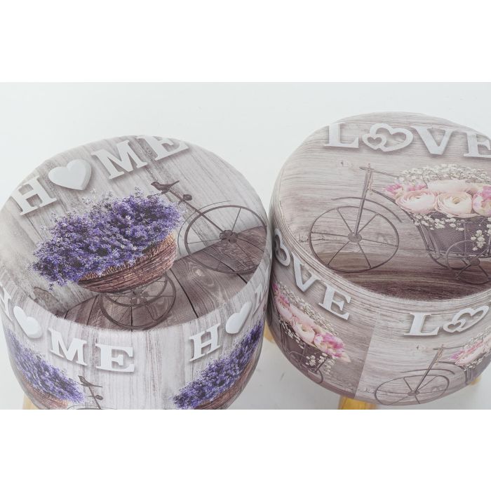 DKD Home Decor Reposapiés Shabby Gris Lila de PU y Pino, 30x30x30 cm, Altura 32 cm, con detalle Bicicleta, Pack de 2 Unidades 2 DKD Home Decor Reposapiés Shabby Gris Lila de PU y Pino, 30x30x30 cm, Altura 32 cm, con detalle Bicicleta, Pack de 2 Unidades 2