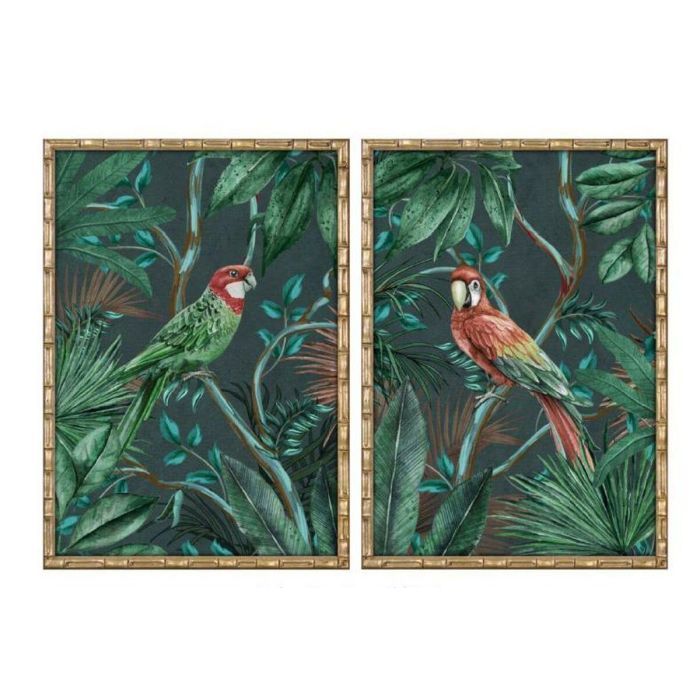 Cuadro Tropical DKD Home Decor Verde Oscuro 2.8 x 70 x 50 cm (2 Unidades)