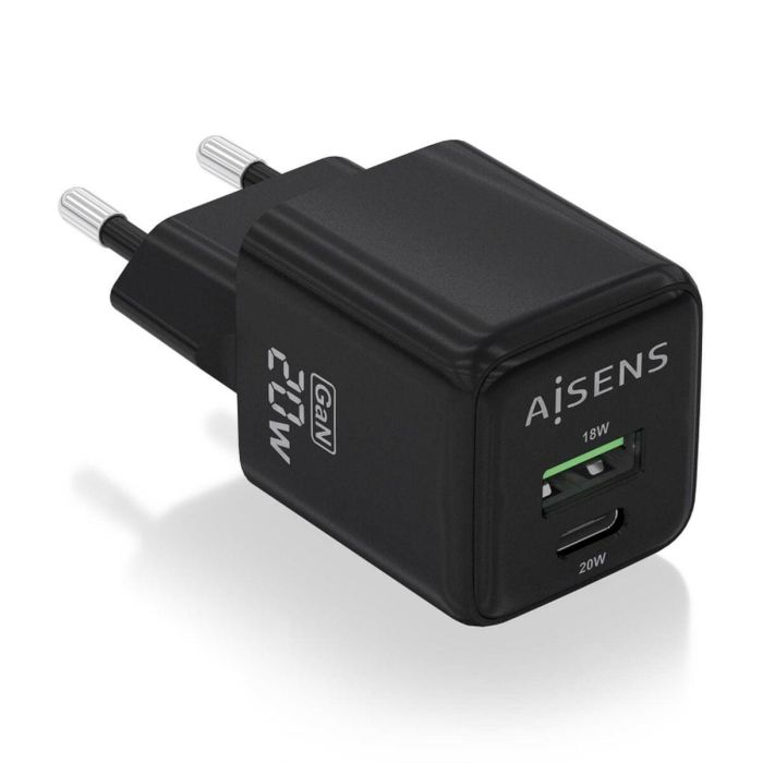 AISENS - CARGADOR GaN 20W, 1xUSB-C PD3.0 QC4.0, 1xUSB-A QC3.0, NEGRO 1 AISENS - CARGADOR GaN 20W, 1xUSB-C PD3.0 QC4.0, 1xUSB-A QC3.0, NEGRO 1