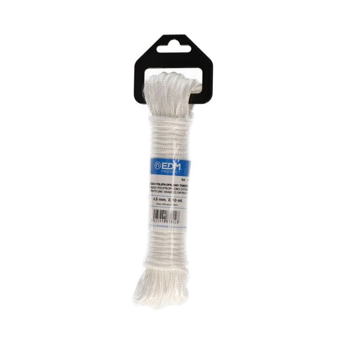 Edm Cordón trenzado polipropileno tendedero 4,5 mm x 10 m, resistencia 205 kg, para exteriores, camping y náutica 1 Edm Cordón trenzado polipropileno tendedero 4,5 mm x 10 m, resistencia 205 kg, para exteriores, camping y náutica 1
