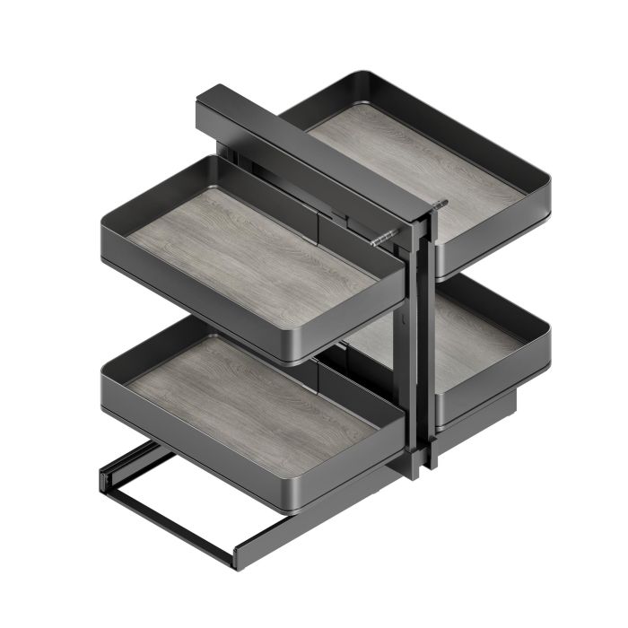 Emuca Sistema de rinconero articulado extraíble Harmony para mueble de cocina, Derecha/Izquierda, Acero y Madera, Gris antracita 0 Emuca Sistema de rinconero articulado extraíble Harmony para mueble de cocina, Derecha/Izquierda, Acero y Madera, Gris antracita 0