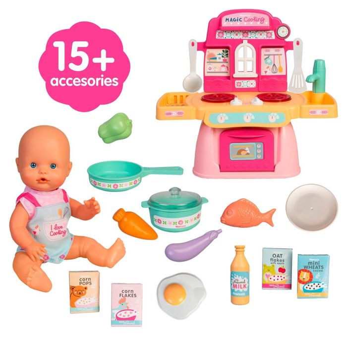 Nenuco Nfne3000 Cocinita Mágica con Luces y Sonidos para Niños 3+ años, Muñeca 30cm y +10 Accesorios 1