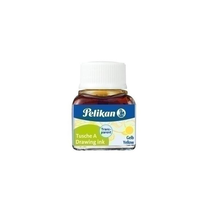 Pelikan Tinta china amarilla 10 ml para dibujar y pintar con tiralíneas y pinceles, resistente a roces y borrados