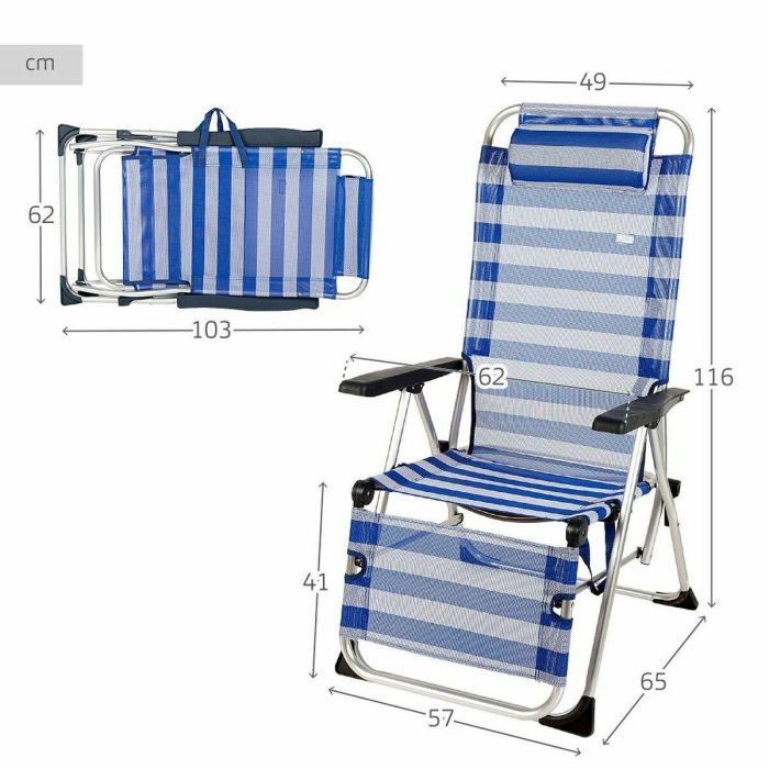 Tumbona reclinable Aktive A rayas Marinero 149 x 78 x 49 cm 1 Tumbona reclinable Aktive A rayas Marinero 149 x 78 x 49 cm 1