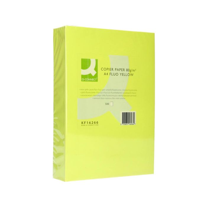 Papel Color Q-Connect Din A4 80 gr Amarillo Neon Paquete De 500 Hojas 2