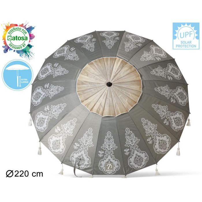 Atosa Sombrilla de Playa de Aluminio con UPF 50+, Gris Oscuro, 220 cm 0 Atosa Sombrilla de Playa de Aluminio con UPF 50+, Gris Oscuro, 220 cm 0