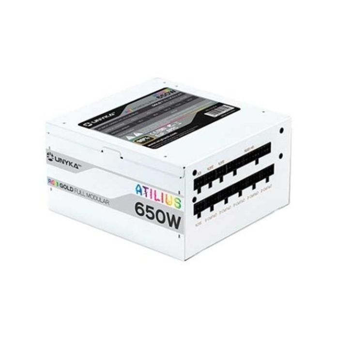 Unykach Atilius White Gaming Fuente de Alimentación ATX 650W Modular Blanca, Eficiencia 90%, Protección Sobrecarga Unykach Atilius White Gaming Fuente de Alimentación ATX 650W Modular Blanca, Eficiencia 90%, Protección Sobrecarga