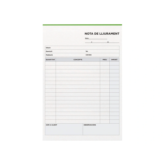 Liderpapel T226 Talonario Entregas Original y Copia, Tamaño Cuarto (144 x 210 mm), Texto en Catalán 2