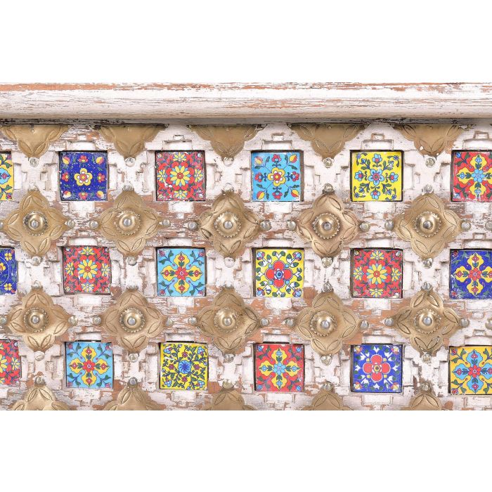 Giner Y Colomer Baúl Madera de Mango con Detalles en Cerámica y Bronce Blanco Envejecido 45x80x40 cm 4 Giner Y Colomer Baúl Madera de Mango con Detalles en Cerámica y Bronce Blanco Envejecido 45x80x40 cm 4