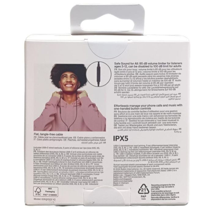Belkin G3H0002HQBKV2 Auriculares USB-C Negros con Micrófono, Sonido Signature Sound, IPX5 y Limitador de Volumen 2