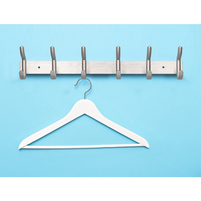 Liderpapel Perchero de Pared Metálico 6 Colgadores, Color Plata Mate, 430x88x55 mm 6 Liderpapel Perchero de Pared Metálico 6 Colgadores, Color Plata Mate, 430x88x55 mm 6