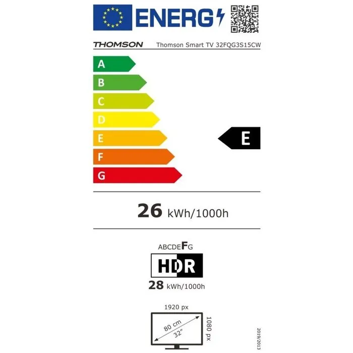 Thomson 32FQG3S15CW Televisor QLED 32" (80 cm) Full HD 1920x1080 Google TV, Wi-Fi, 3xHDMI 1.4, Adaptador 12V