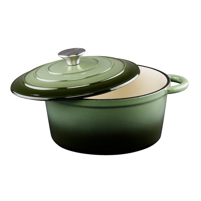 Cacerola de hierro fundido esmaltado color verde 3,8 l, ø24 x 11,8 cm 2 Cacerola de hierro fundido esmaltado color verde 3,8 l, ø24 x 11,8 cm 2