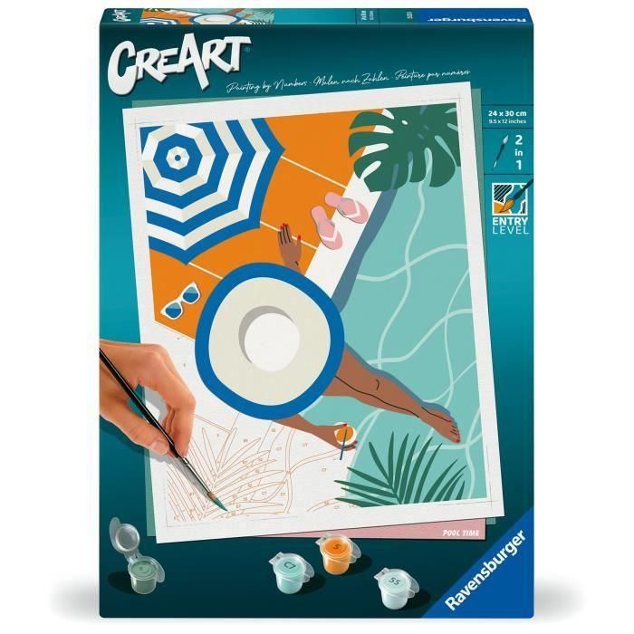 CreArt 24x30 cm Pool Time, Adulto, Pintar por números, 25523, Ravensburger CreArt 24x30 cm Pool Time, Adulto, Pintar por números, 25523, Ravensburger