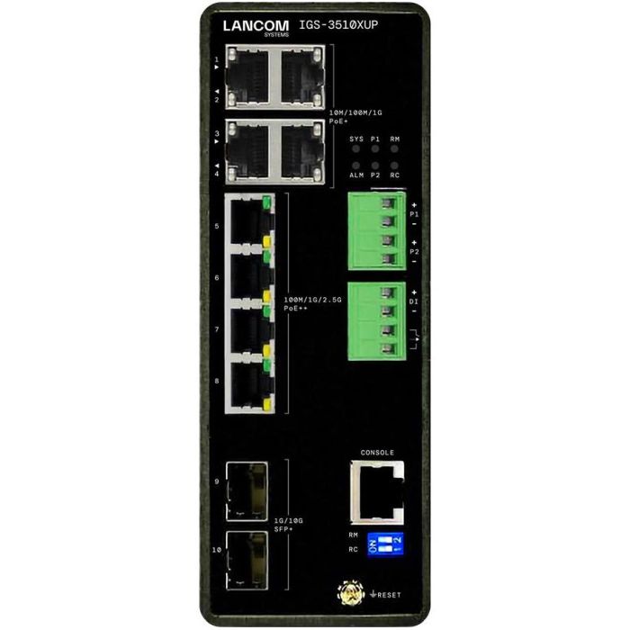 LANCOM IGS-3510XUP Switch Gestionado L3, 8 Puertos 2.5G Ethernet, PoE, 2 Ranuras SFP+, Montaje DIN