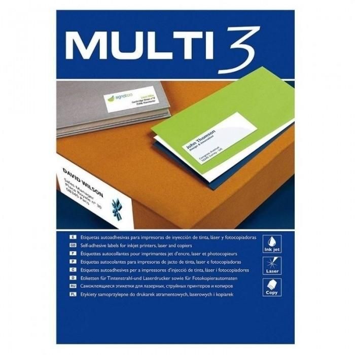 Multi-3 Etiquetas Adhesivas 70x50,8 mm Inkjet-Láser C-Rectos 15 X 100H Blanco Multi-3 Etiquetas Adhesivas 70x50,8 mm Inkjet-Láser C-Rectos 15 X 100H Blanco