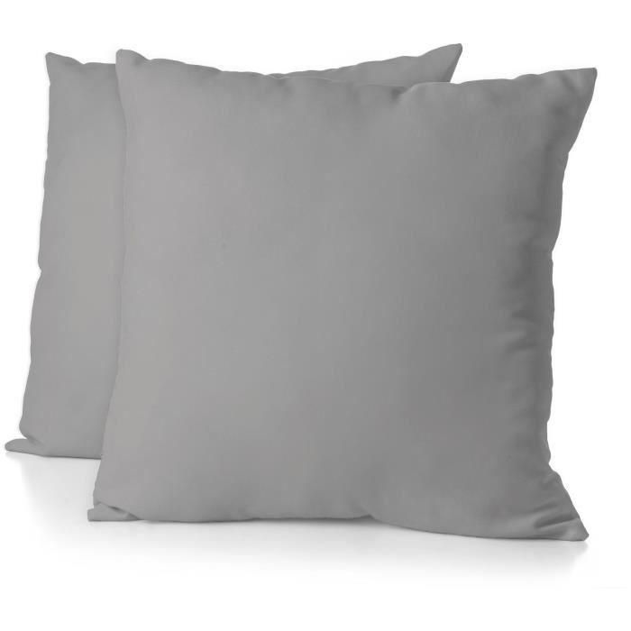 Juego de 2 fundas de almohada - HOME LINGE PASSION - 63 x 63 cm - Gris claro Juego de 2 fundas de almohada - HOME LINGE PASSION - 63 x 63 cm - Gris claro