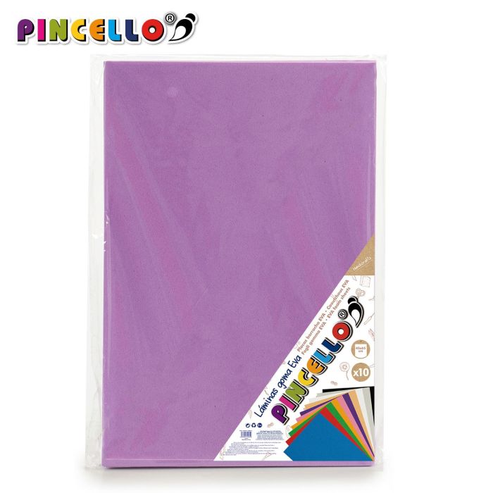 10 Láminas Goma Eva Violeta 45x65 cm - Pincello (12 Unidades) 1 10 Láminas Goma Eva Violeta 45x65 cm - Pincello (12 Unidades) 1
