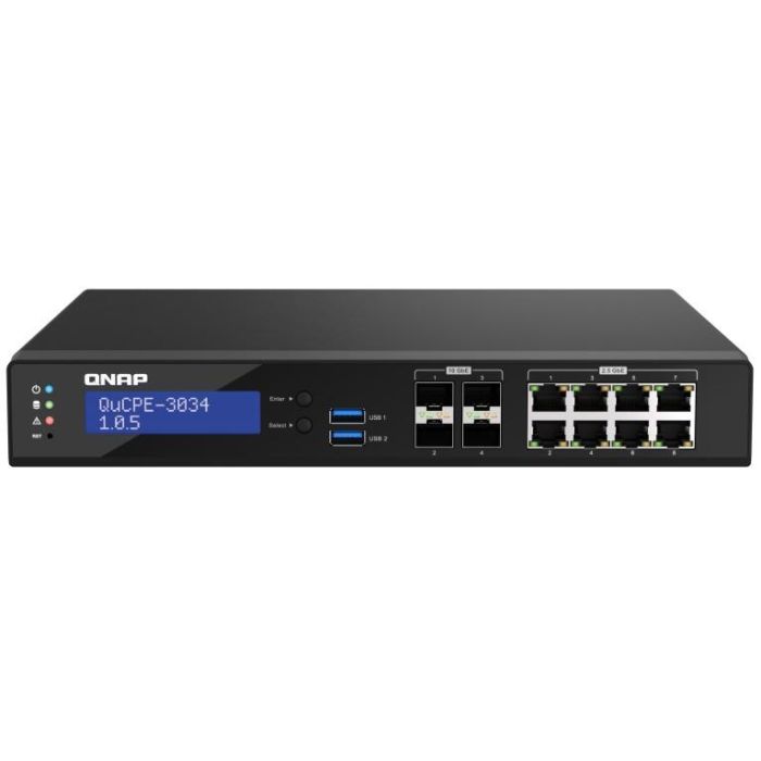 QNAP QuCPE-3034-C3758R-16G Intel Atom C3758R 8x2.5GbE RJ45 ports and 4x10GbE SFP+ ports 2xM.2 2280 NVMe slot 60W PS units 0 QNAP QuCPE-3034-C3758R-16G Intel Atom C3758R 8x2.5GbE RJ45 ports and 4x10GbE SFP+ ports 2xM.2 2280 NVMe slot 60W PS units 0
