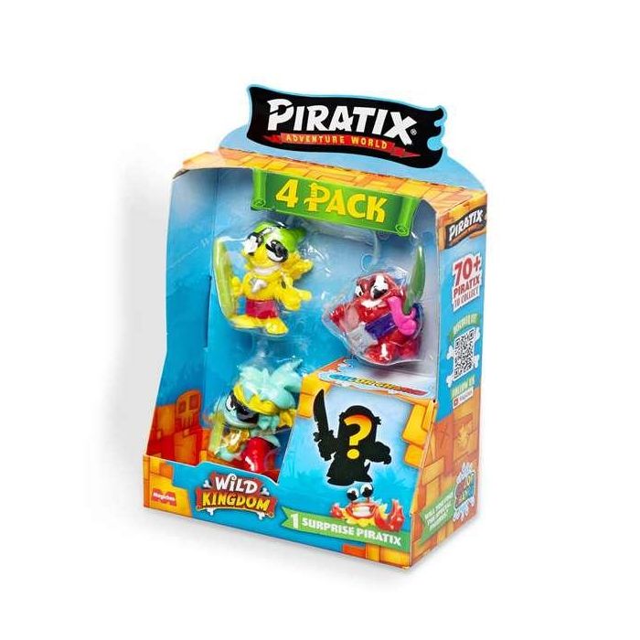 Magic Box Figura Piratix Crazy Jungle Pack 4 Unidades. Incluye 1 Piratix Sorpresa. Juguete +3 Años - Modelos Surtidos 1
