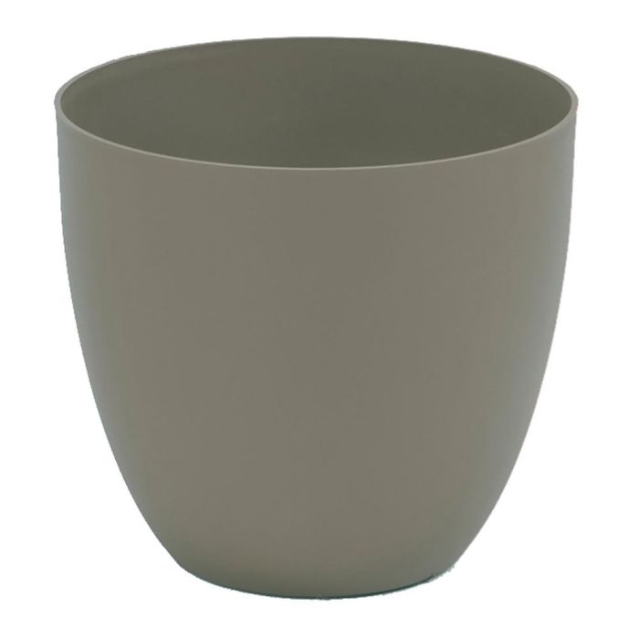 Plastiken Maceta de inyección modelo cuenco Ø26cm color taupe, resistente a rayos solares