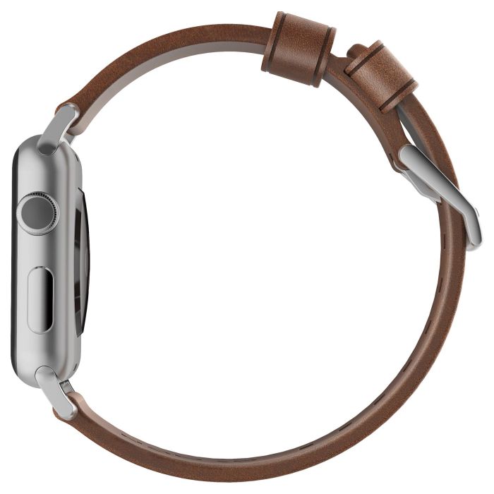 Nomad NM1A4RSM00 Correa Moderna de Cuero Marrón con Hebilla Plateada de Acero Inoxidable para Apple Watch (Series Sport/Edition/Estándar, 46/49mm) 4