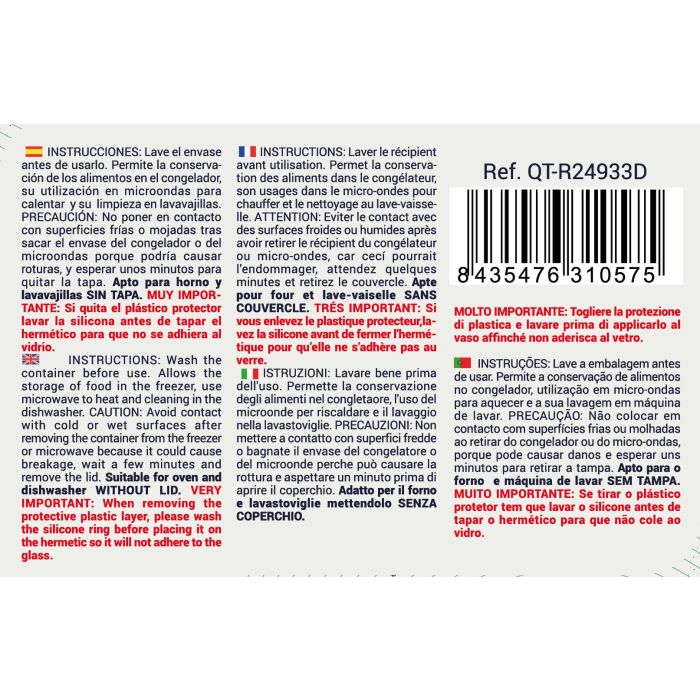 Fiambrera Rect.Herm 23X17.5Cm 1.8L "Qt (6 Unidades) 1 Fiambrera Rect.Herm 23X17.5Cm 1.8L "Qt (6 Unidades) 1