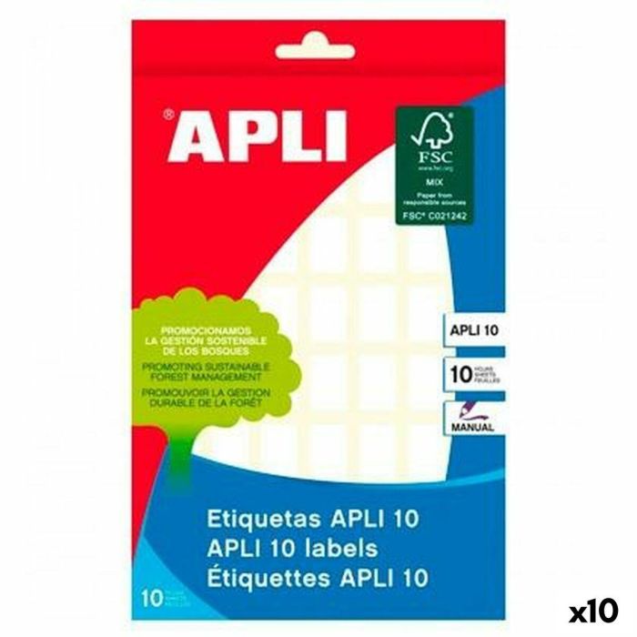 Etiquetas adhesivas Apli Blanco Papel 10 Hojas 12 x 18 mm (10 Unidades)