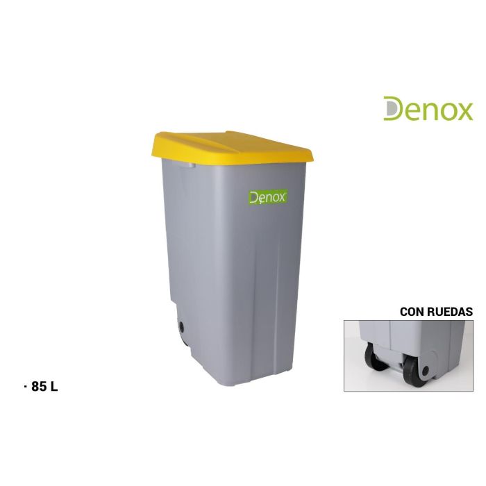 Cubo de Basura para Reciclaje 85L Cerrado Amarillo - Denox (2 Unidades) Cubo de Basura para Reciclaje 85L Cerrado Amarillo - Denox (2 Unidades)