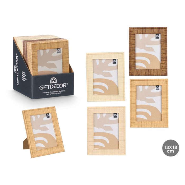 Giftdecor Portafoto Rayado 13x18 cm - Madera MDF y Vidrio, Colores Beige, Crema, Marrón (24 Unidades) Giftdecor Portafoto Rayado 13x18 cm - Madera MDF y Vidrio, Colores Beige, Crema, Marrón (24 Unidades)