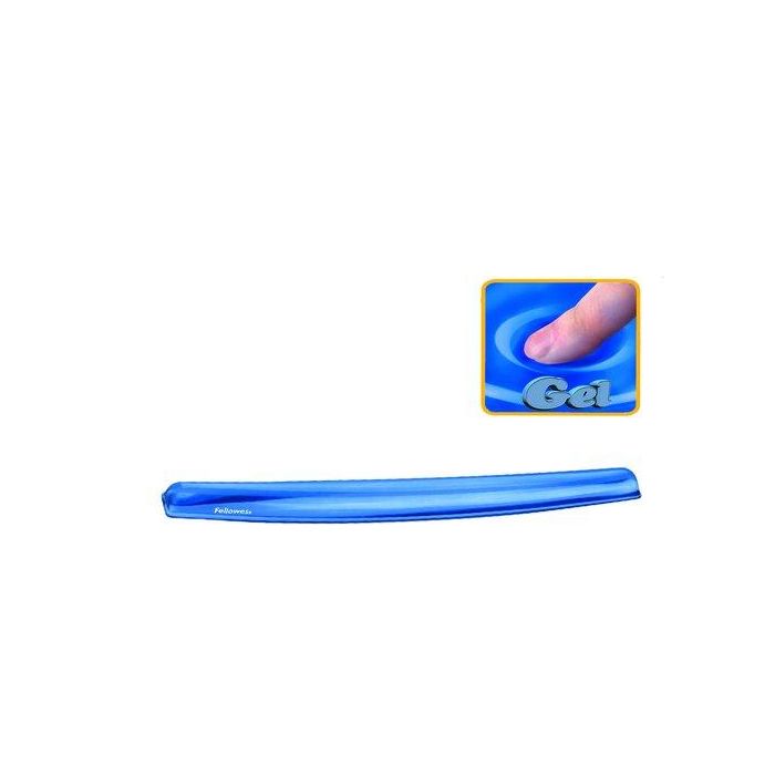 Fellowes Reposamuñecas para Teclado de Gel Azul, Transparente y Antideslizante - Ergonómico