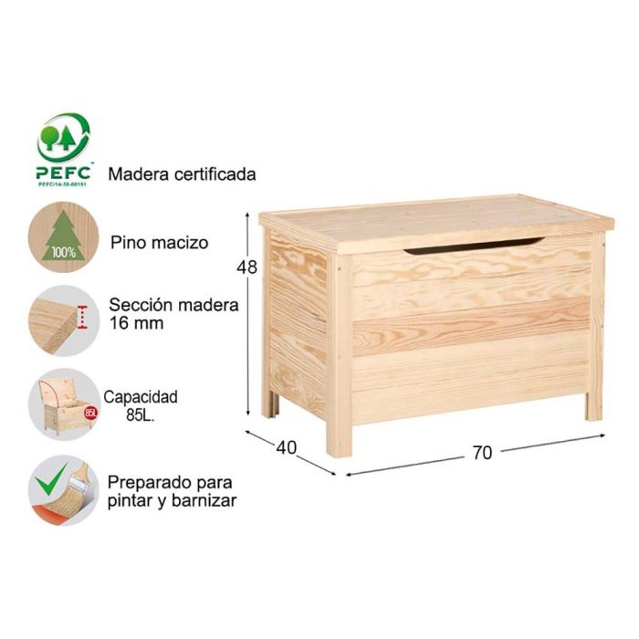 Astigarraga Baúl de pino macizo 70 x 48 x 40 cm 0 Astigarraga Baúl de pino macizo 70 x 48 x 40 cm 0