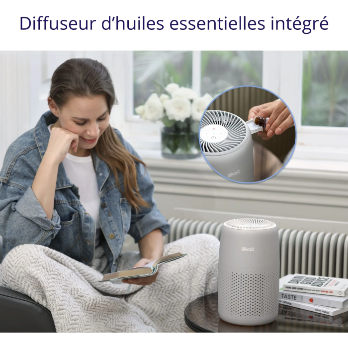 Levoit LEV1711486200708 Purificador de Aire Core Mini Pro Gris - Filtración de 3 Etapas, Sensor de Calidad del Aire, Para Habitaciones de hasta 16 m2, 7 W