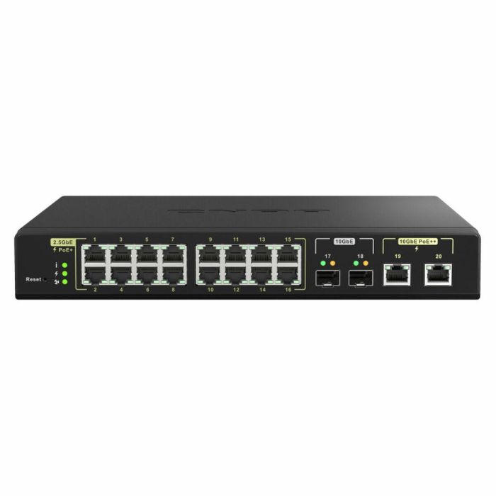 QNAP QSW-M2116P-2T2S Switch Gestionado L2 con PoE, 16 Puertos Ethernet, Negro