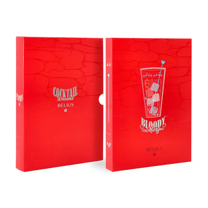Belius Cocktails Boligrafo y Wallet Aluminio Rojo Plateado Relieve Tinta Azul Caja Diseño Elegante 1