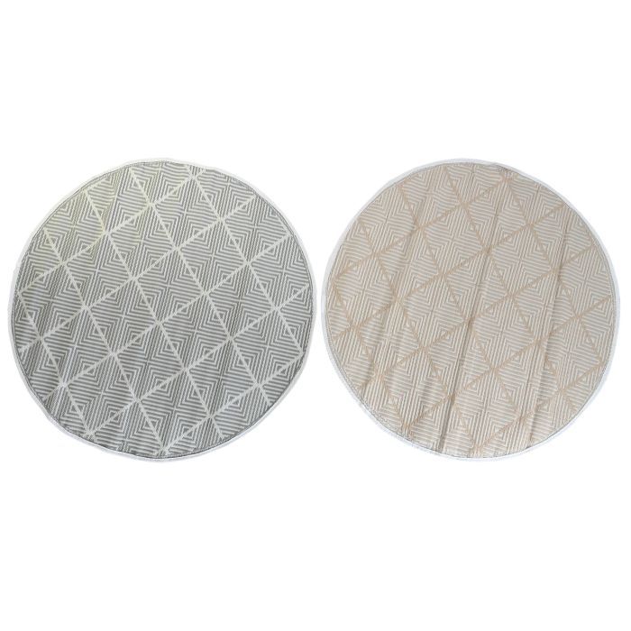 DKD Home Decor 6 Unidades Alfombra Poliéster Azul Beige Blanco 150 x 150 x 1 cm