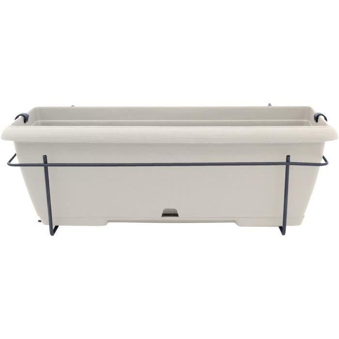 Kit macetero con soporte metálico y bandeja integrada - GARDEN ID Teramo - Blanco 50 cm - Efecto piedra - Reciclado/reciclable 2 Kit macetero con soporte metálico y bandeja integrada - GARDEN ID Teramo - Blanco 50 cm - Efecto piedra - Reciclado/reciclable 2