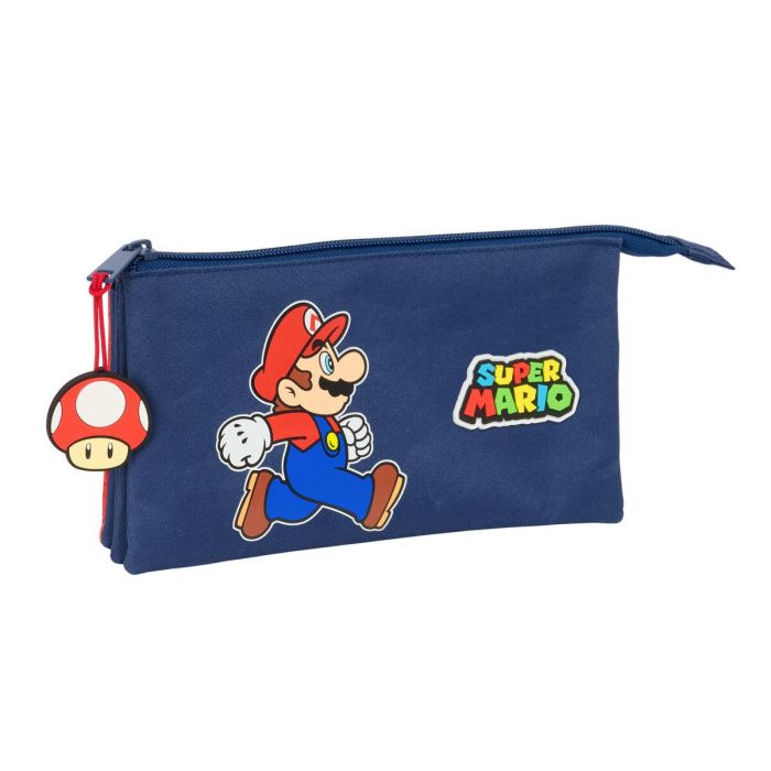 Portatodo Triple Super Mario Trick Rojo Azul oscuro 22 x 12 x 3 cm